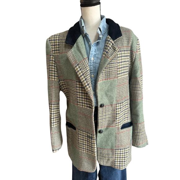 Vintage JL Colebrook Wool Blazer Men’s Large Plaid Check Tweed Sport Coat - Picture 1 of 7